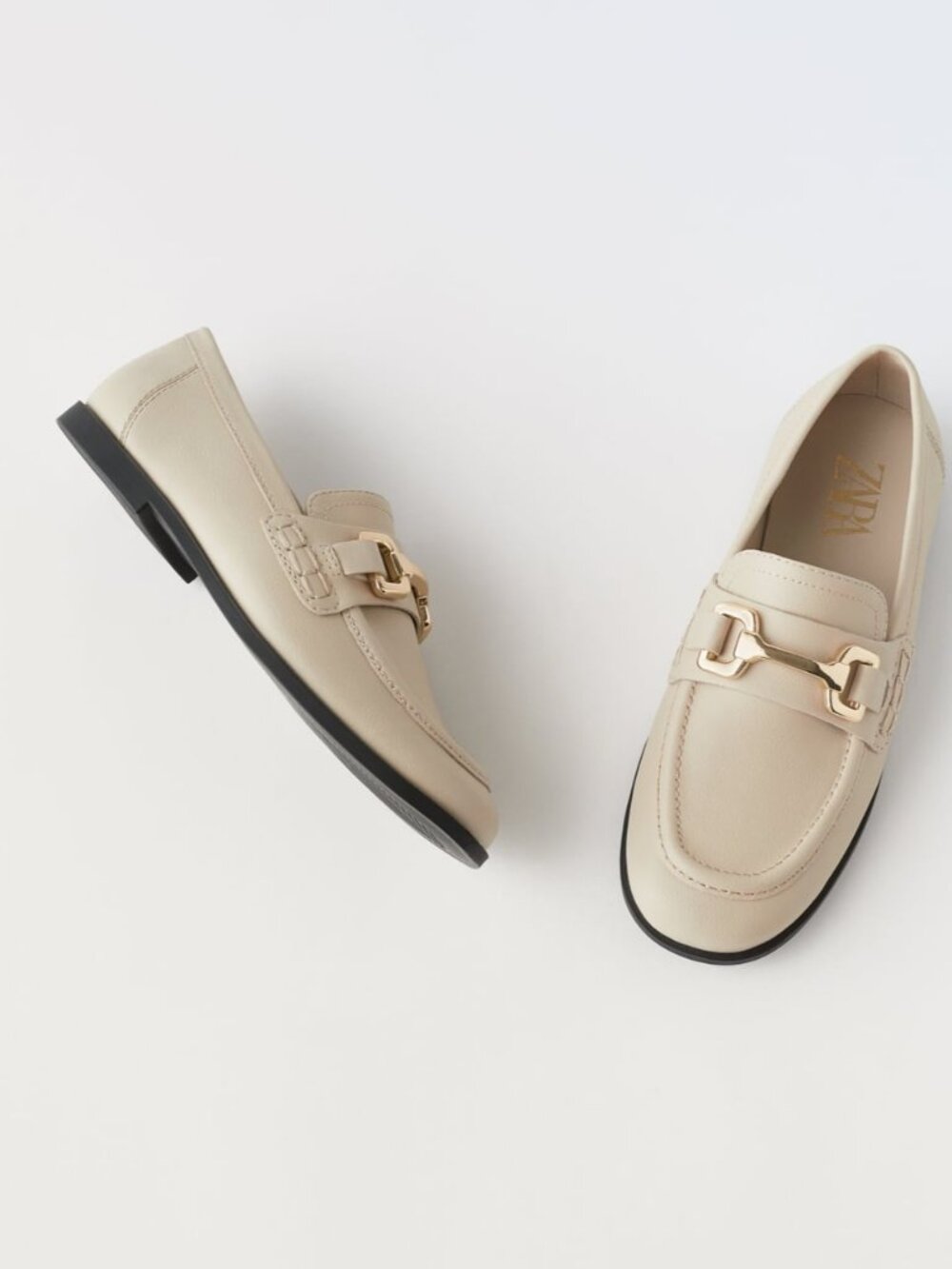 Zara little girl cream loafers with buckle size 1 - Picture 5 of 9